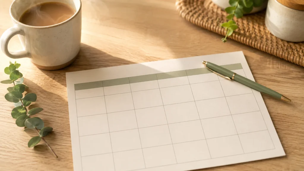 Free weekly cleaning schedule printable on a clipboard